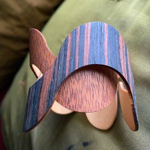 Artisan Puzzle Bracelet-Beautiful wood. Lightweight. 2 pieces. Handmade.